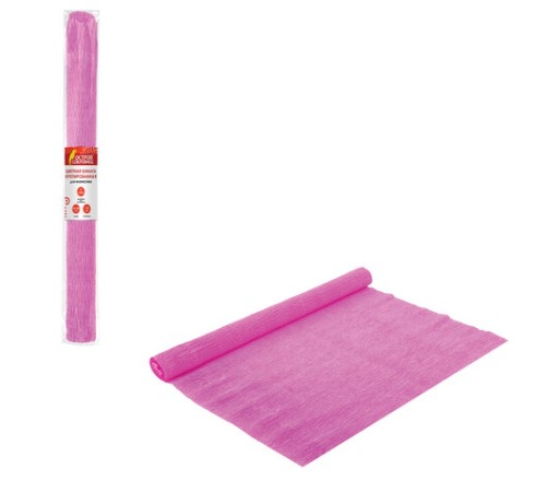 Бумага гофрированная/креповая, 110 г/м2, 50х250 см, розовая, ОСТРОВ СОКРОВИЩ, 129150