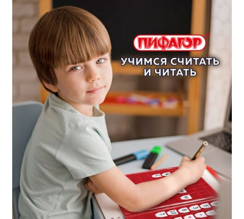 Касса букв, слогов и счета ПИФАГОР, с цветным рисунком, А5, ПВХ, цвет ассорти, 129215