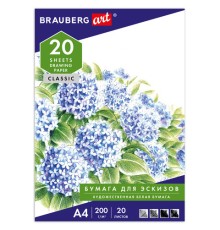 Папка для рисования А4, 20 л., 200 г/м2, BRAUBERG, 210х297 мм, 