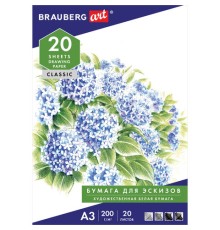 Папка для рисования БОЛЬШОГО ФОРМАТА А3, 20 л., 200 г/м2, BRAUBERG, 297х420 мм, 129224