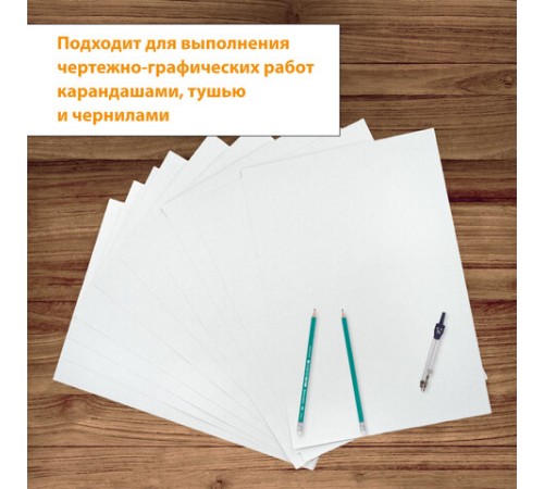 Папка для черчения БОЛЬШАЯ А3, 297х420 мм, 10 л., 200 г/м2, без рамки, ватман ГОЗНАК КБФ, BRAUBERG, 129226