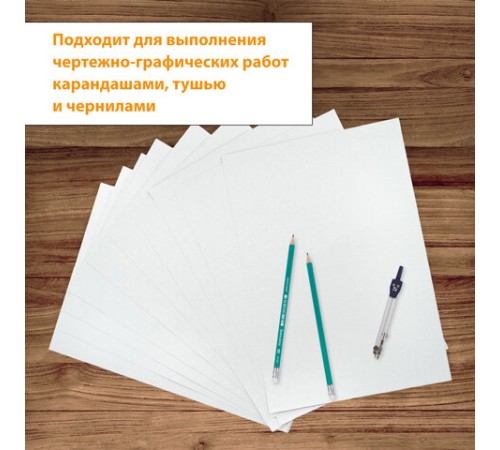Папка для черчения А4, 210х297 мм, 24 л., 200 г/м2, без рамки, ватман ГОЗНАК КБФ, BRAUBERG, 129255