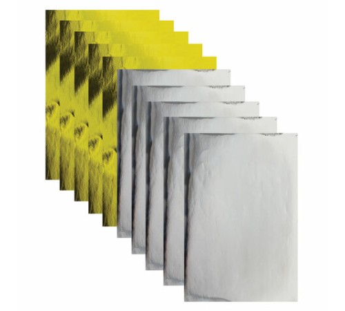 Цветная бумага, А4, мелованная САМОКЛЕЯЩАЯСЯ, 10 листов (5 золото+5 серебро), 80 г/м2, ОСТРОВ СОКРОВИЩ, 129291