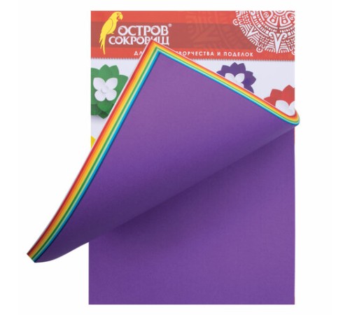 Цветная бумага, А4, ТОНИРОВАННАЯ В МАССЕ, 60 листов 12 цветов, склейка, 80 г/м2, ОСТРОВ СОКРОВИЩ, 210х297 мм, 129306