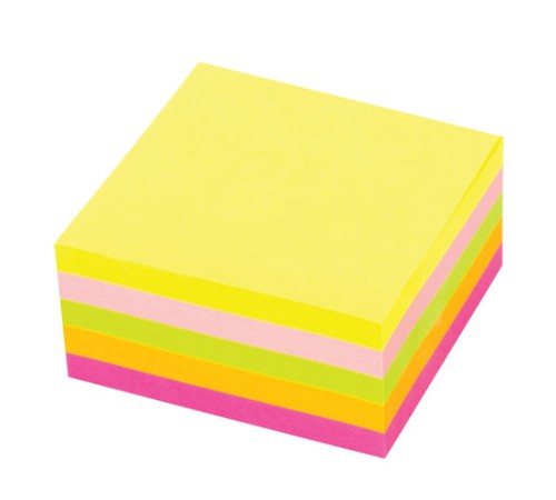 Блок самоклеящийся (стикеры) STAFF НЕОНОВЫЙ, 76х76 мм, 400 листов, 5 цветов, 129351