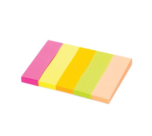Закладки клейкие неоновые STAFF бумажные, 50х14 мм, 250 штук (5 цветов х 50 листов), 129359