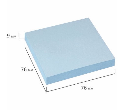 Блок самоклеящийся (стикеры) STAFF, 76х76 мм, 100 листов, голубой, 129362