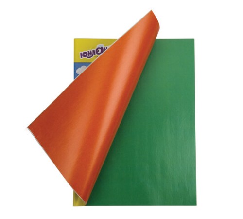 Цветная бумага, А4, мелованная (глянцевая), 16 листов 8 цветов, на скобе, ЮНЛАНДИЯ, 200х280 мм, 