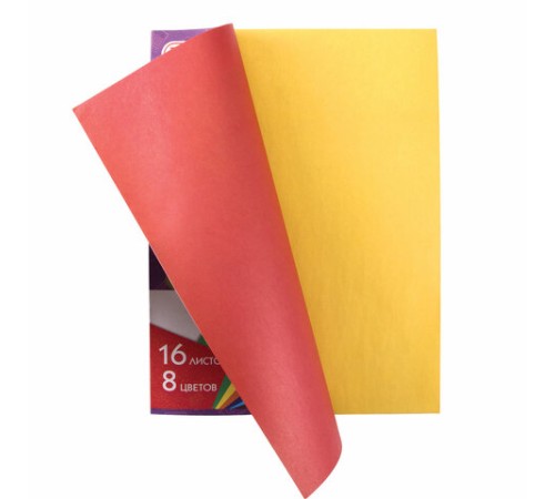 Цветная бумага А4 2-сторонняя газетная, 16 листов, 8 цветов, на скобе, ПИФАГОР, 200х280 мм, 