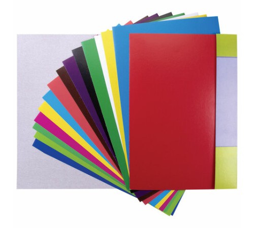 Набор цветного картона и бумаги А4 мелованные (глянцевые), 8 + 8 цветов, в папке, ЮНЛАНДИЯ, 200х290 мм, 