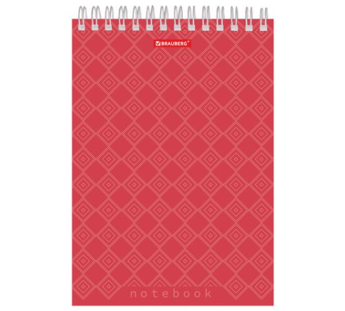 Блокнот А5 146х205 мм, 60 л., гребень, картон, жесткая подложка, клетка, BRAUBERG, 