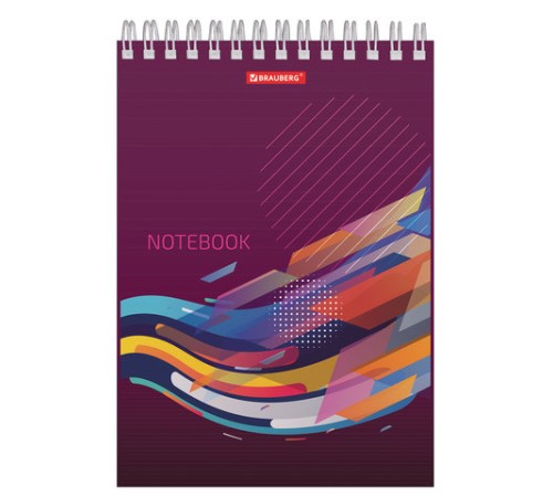 Блокнот А5 146х205 мм, 60 л., гребень, картон, жесткая подложка, клетка, BRAUBERG, 