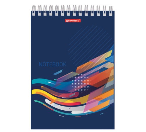 Блокнот А5 146х205 мм, 60 л., гребень, картон, жесткая подложка, клетка, BRAUBERG, 