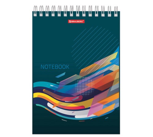 Блокнот А5 146х205 мм, 60 л., гребень, картон, жесткая подложка, клетка, BRAUBERG, 