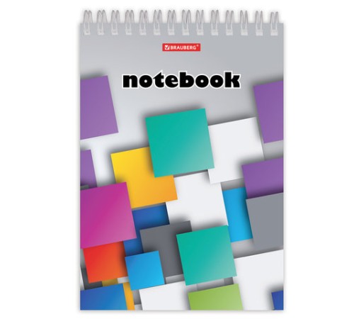 Блокнот А5 146х205 мм, 80 л., гребень, картон, жесткая подложка, клетка, BRAUBERG, 