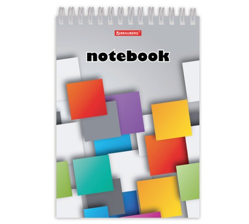 Блокнот А5 146х205 мм, 80 л., гребень, картон, жесткая подложка, клетка, BRAUBERG, 