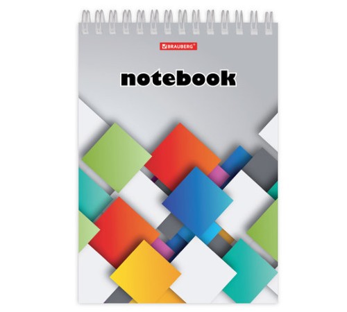 Блокнот А5 146х205 мм, 80 л., гребень, картон, жесткая подложка, клетка, BRAUBERG, 