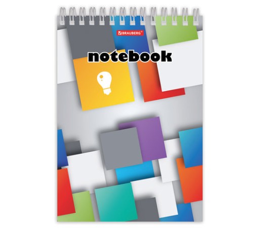 Блокнот А5 146х205 мм, 80 л., гребень, картон, жесткая подложка, клетка, BRAUBERG, 