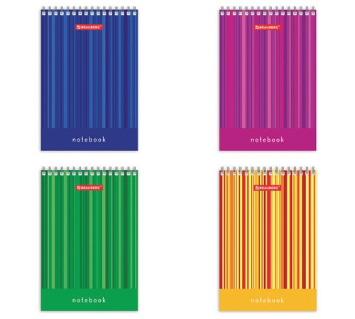 Блокнот МАЛЫЙ ФОРМАТ А6 97х145 мм, 40 л., гребень, картон, клетка, BRAUBERG, 