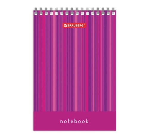 Блокнот МАЛЫЙ ФОРМАТ А6 97х145 мм, 40 л., гребень, картон, клетка, BRAUBERG, 