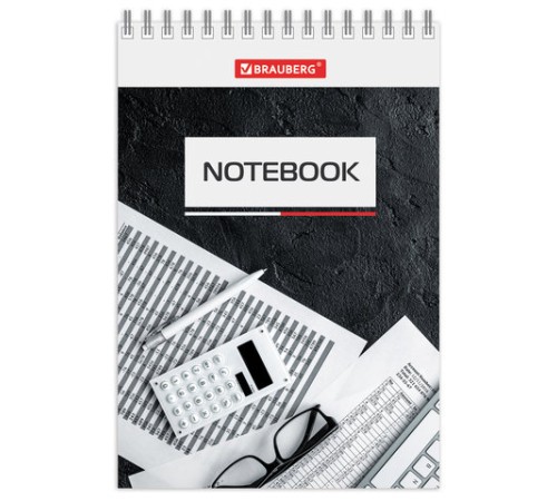 Блокнот МАЛЫЙ ФОРМАТ А6 97х145 мм, 40 л., гребень, картон, клетка, BRAUBERG, 