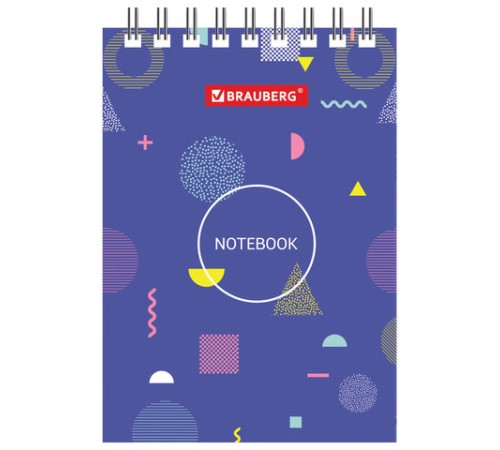 Блокнот МАЛЫЙ ФОРМАТ А7 75х105 мм, 40 л., гребень, картон, клетка, BRAUBERG, 
