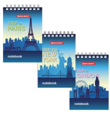 Блокнот МАЛЫЙ ФОРМАТ А7 75х105 мм, 40 л., гребень, картон, клетка, BRAUBERG, 