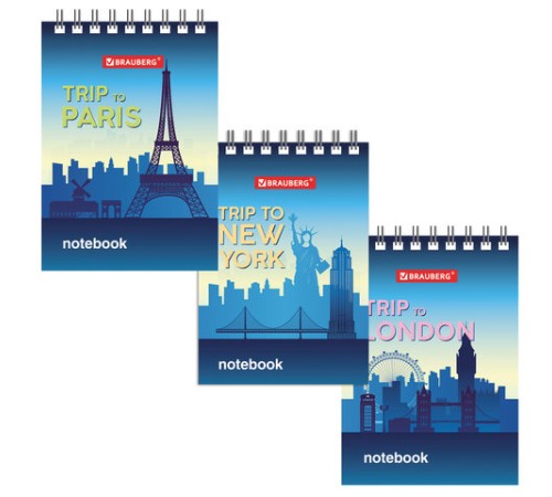 Блокнот МАЛЫЙ ФОРМАТ А7 75х105 мм, 40 л., гребень, картон, клетка, BRAUBERG, 