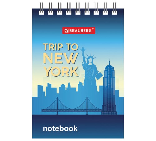 Блокнот МАЛЫЙ ФОРМАТ А7 75х105 мм, 40 л., гребень, картон, клетка, BRAUBERG, 