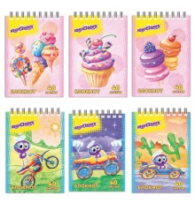 Блокнот МАЛЫЙ ФОРМАТ А7 75х105 мм, 40 л., гребень, картон, клетка, ЮНЛАНДИЯ, 