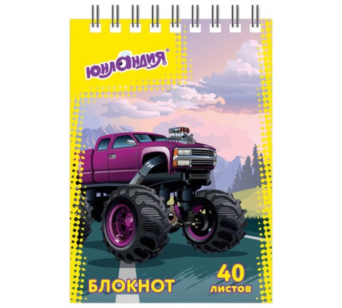 Блокнот МАЛЫЙ ФОРМАТ А7 75х105 мм, 40 л., гребень, картон, клетка, ЮНЛАНДИЯ, 