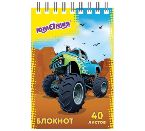 Блокнот МАЛЫЙ ФОРМАТ А7 75х105 мм, 40 л., гребень, картон, клетка, ЮНЛАНДИЯ, 