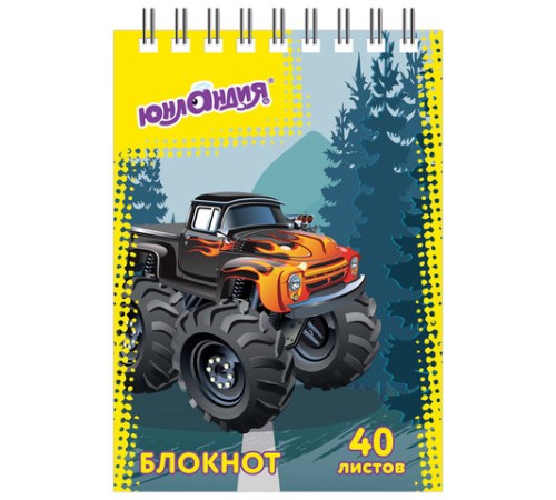 Блокнот МАЛЫЙ ФОРМАТ А7 75х105 мм, 40 л., гребень, картон, клетка, ЮНЛАНДИЯ, 