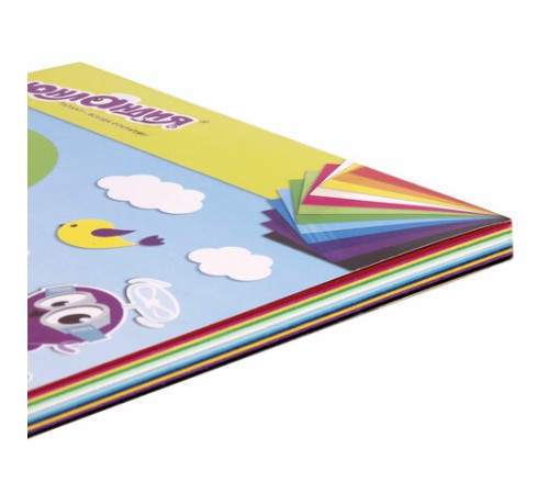 Картон цветной А4, ТОНИРОВАННЫЙ В МАССЕ, 48 листов, 12 цветов, склейка, 180 г/м2, ЮНЛАНДИЯ, 210х297 мм, 129877