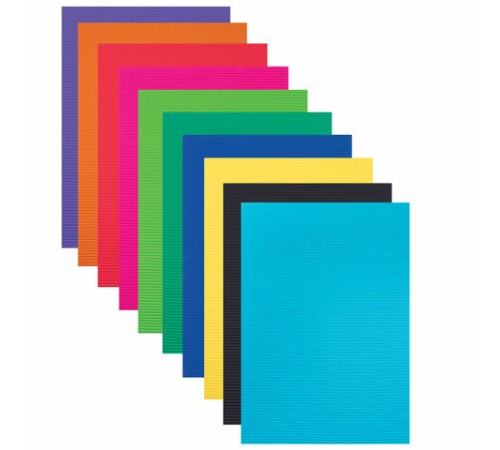 Картон цветной А4, ГОФРИРОВАННЫЙ, 10 листов, 10 цветов, 180 г/м2, ОСТРОВ СОКРОВИЩ, 129878