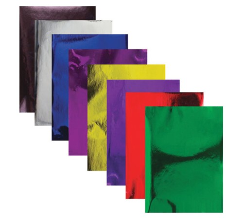 Картон цветной, А4, ЗЕРКАЛЬНЫЙ, 8 листов 8 цветов, 180 г/м2, ОСТРОВ СОКРОВИЩ, 210х297 мм, 129879