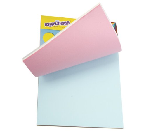 Цветная бумага А4, ТОНИРОВАННАЯ В МАССЕ, 100 листов, 10 цветов, склейка, 80 г/м2, ЮНЛАНДИЯ, 210х297 мм, 129891