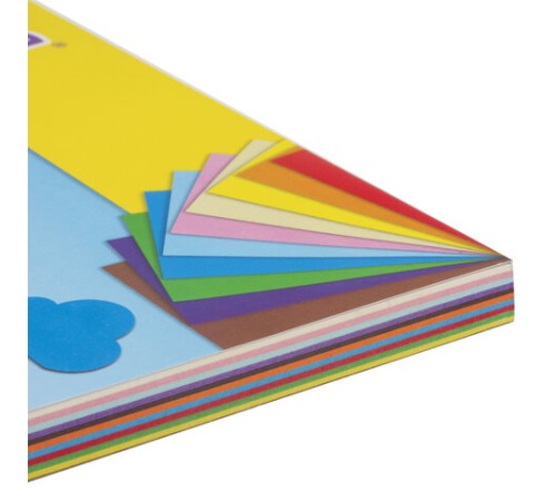 Цветная бумага А4, ТОНИРОВАННАЯ В МАССЕ, 100 листов, 10 цветов, склейка, 80 г/м2, ЮНЛАНДИЯ, 210х297 мм, 129891
