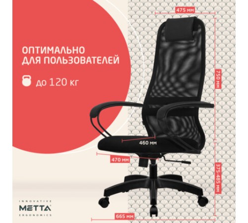 Кресло офисное МЕТТА "SU-B-8" пластик, ткань-сетка, сиденье мягкое, черное Кресло офисное МЕТТА "SU-B-8" пластик, ткань-сетка, сиденье мягкое, черное
