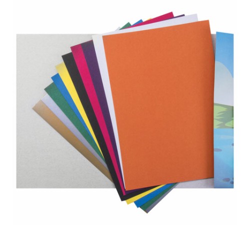 Картон цветной А4 немелованный (матовый), ВОЛШЕБНЫЙ, 10 листов 10 цветов, в папке, ПИФАГОР, 200х290 мм, 