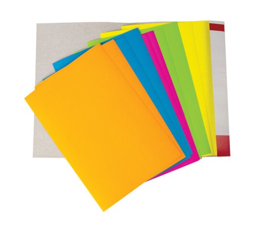 Картон цветной А4 МЕЛОВАННЫЙ (глянцевый), ФЛУОРЕСЦЕНТНЫЙ, 10 листов 5 цветов, в папке, BRAUBERG, 200х290 мм, 