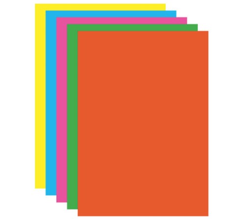 Картон цветной А4 МЕЛОВАННЫЙ (глянцевый), ФЛУОРЕСЦЕНТНЫЙ, 10 листов 5 цветов, в папке, BRAUBERG, 200х290 мм, 