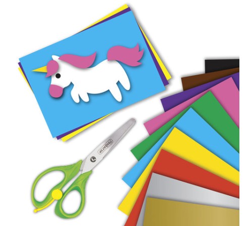 Цветная бумага А4 2-сторонняя офсетная ВОЛШЕБНАЯ, 16 листов 10 цветов, на скобе, BRAUBERG, 200х275 мм, 