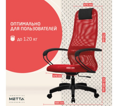 Кресло офисное МЕТТА "SU-B-8" пластик, ткань-сетка, сиденье мягкое, красное Кресло офисное МЕТТА "SU-B-8" пластик, ткань-сетка, сиденье мягкое, красное