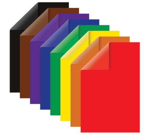 Цветная бумага А4 2-сторонняя мелованная (глянцевая), 16 листов 8 цветов, на скобе, BRAUBERG, 200х280 мм, 