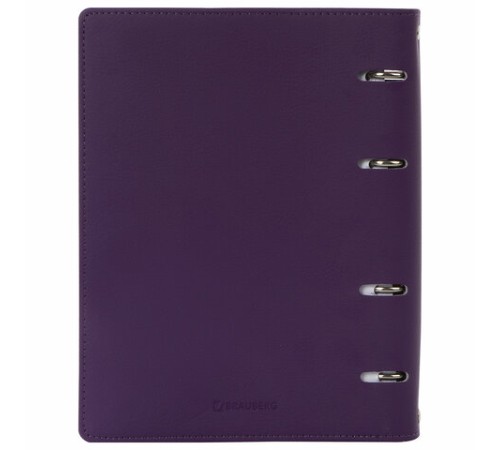 Тетрадь на кольцах А5 (180х220 мм), 120 листов, под кожу, клетка, BRAUBERG 