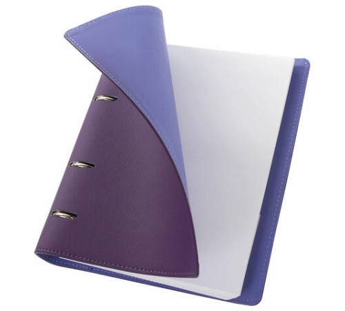 Тетрадь на кольцах А5 (180х220 мм), 120 листов, под кожу, клетка, BRAUBERG 