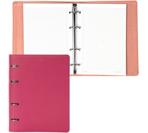 Тетрадь на кольцах А5 (180х220 мм), 120 листов, под кожу, клетка, BRAUBERG 