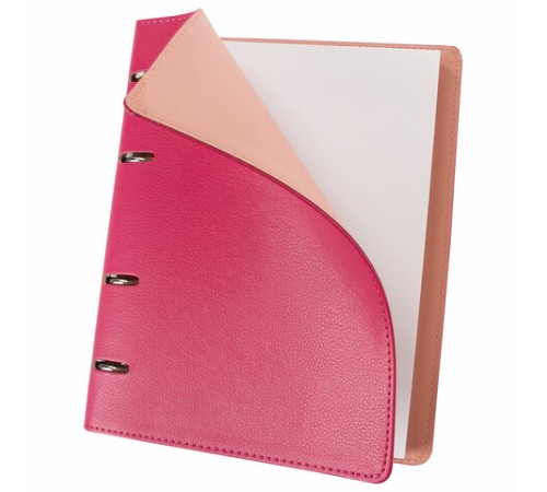 Тетрадь на кольцах А5 (180х220 мм), 120 листов, под кожу, клетка, BRAUBERG 