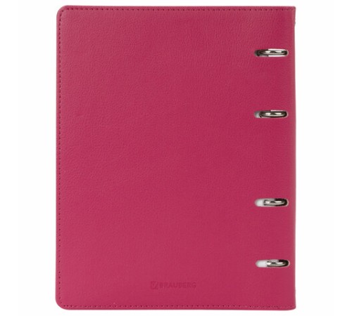 Тетрадь на кольцах А5 (180х220 мм), 120 листов, под кожу, клетка, BRAUBERG 